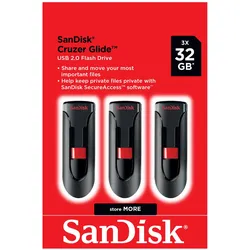 Sandisk Cruzer Glide 3-Pack (32 GB, USB-A), USB Stick, Schwarz