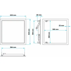 Revisionstür weiß beschichtet, Schnappverschluss - 4-teiliger Rahmen  600x600 mm