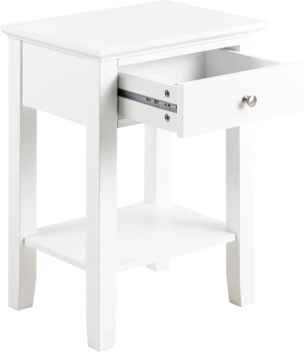 Nachttisch AC DESIGN "Nachtkommode", weiss (weiß), B:45cm H:62,8cm T:34cm, Tische, Nachttisch, rechteckiger weiss lackierter Nachtschrank, 1 Schublade und 1 Ablage weiß B/H/T: 45cm x 62,8cm x 34cm