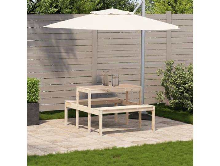 KTHLBRH Picknicktisch 110 x 134 x 75 cm aus massivem Kiefernholz Für Terrasse und Garten, Lattenrost-Design, Kapazität 110 kg pro Sitz, Montage erforderlich