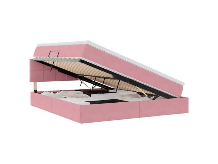 KKgypkn Stauraumbett Rosa 180x200 cm mit Matratze Samt, Aufbewahrungsbett mit hydraulischem Hebesystem, Doppelbett mit Stauraum