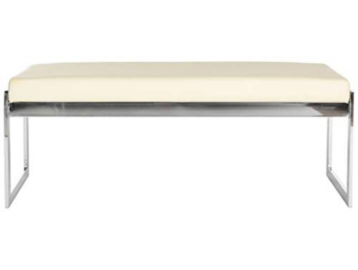 Safavieh Mabel Bänke, Polsterung / Edelstahl, Creme / Silber,109 X 45 X 40.13 cm