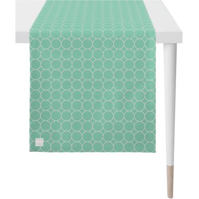 Tischläufer APELT "3973 Outdoor, Sommerdeko, Sommer", grün (mint, creme), B:46cm L:135cm, Polyester, Tischdecken, Jacquardgewebe