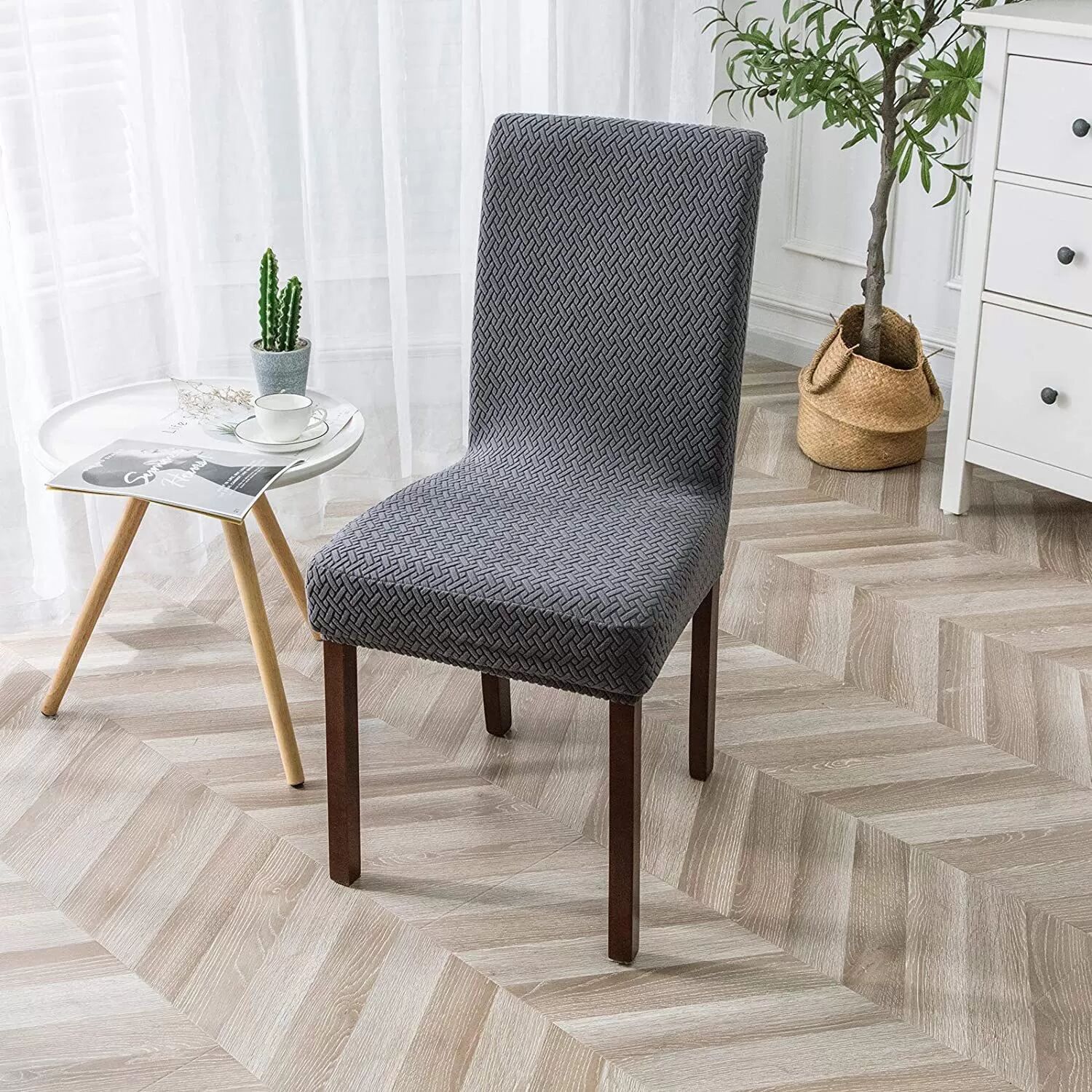 INF Ensemble de housses de chaise extensibles Gris foncé