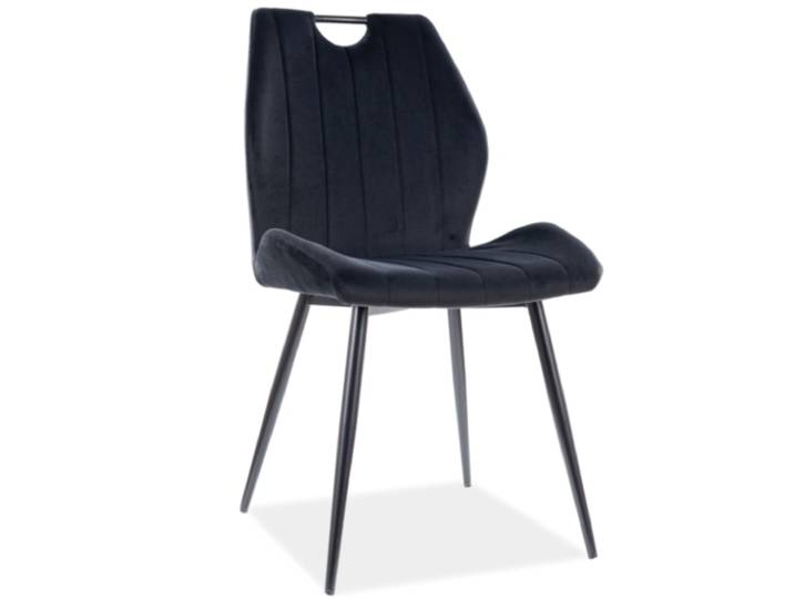 Chaise Design Métal Noir Et Velours Noir Skal