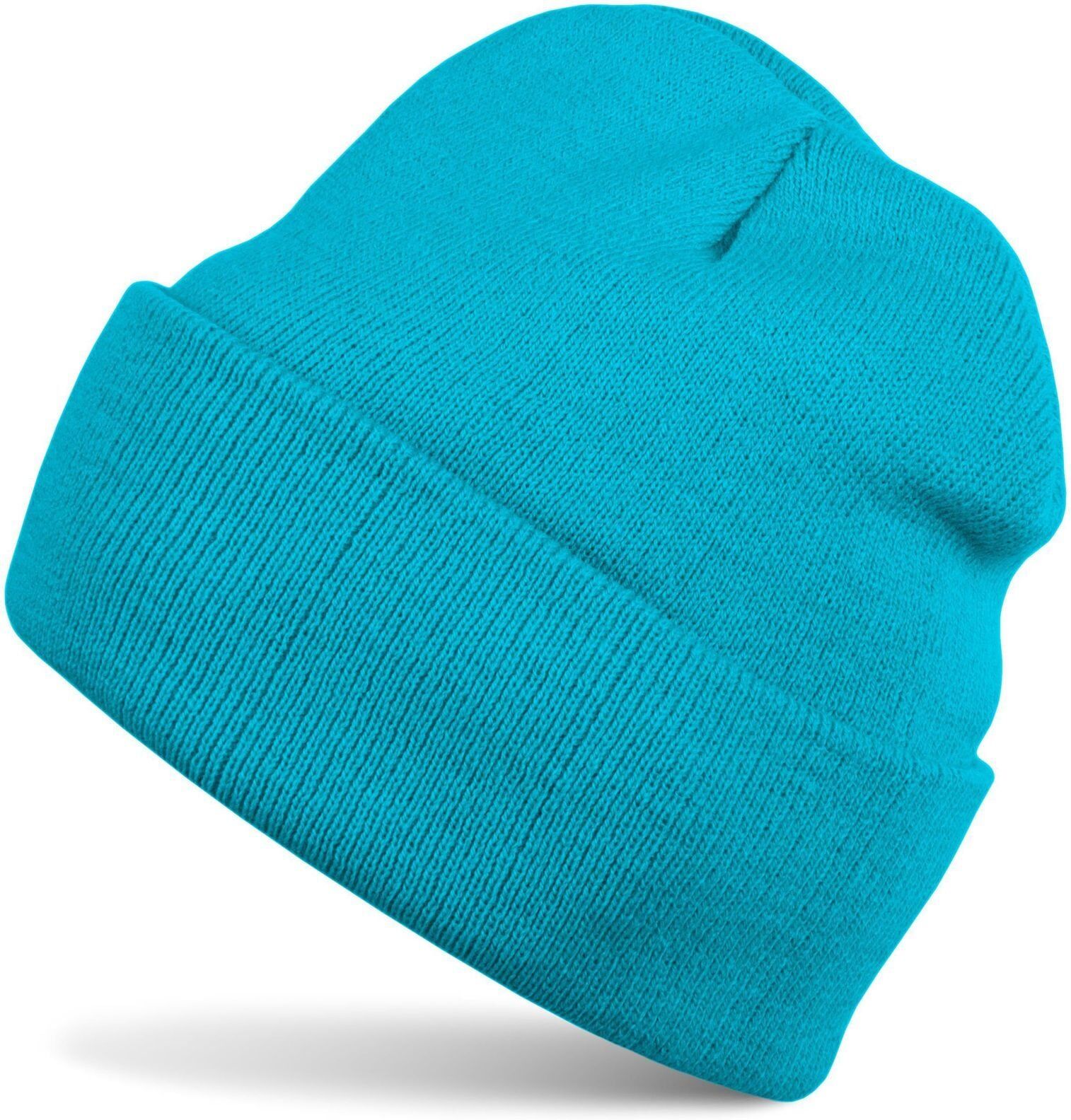 Strickmütze STYLEBREAKER "Winter Strickmütze mit Krempe", Herren, blau (türkis), Obermaterial: 100% Polyacryl PAN., Modisch, Mützen Strickmütze