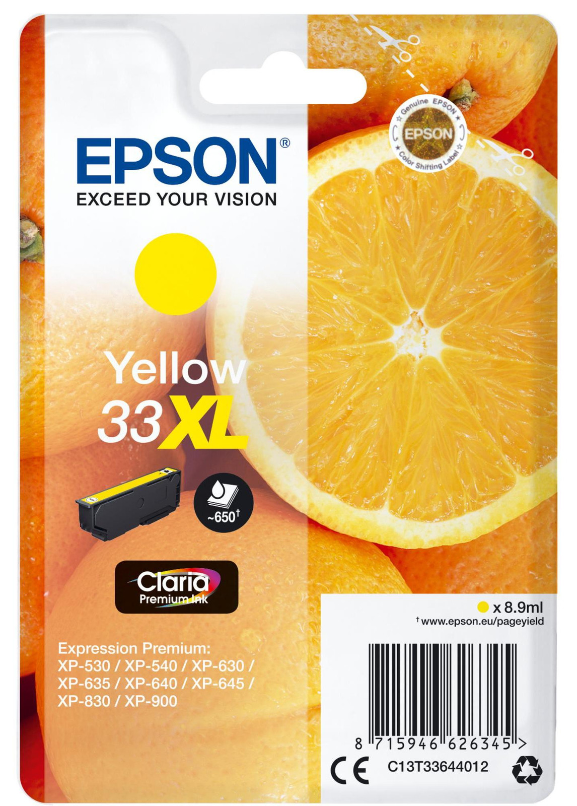 Epson C13T33644012 Claria Premium 33 XL Tintenpatrone Geel