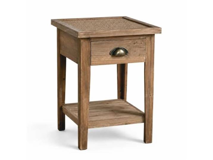 DASJKDI Massivholz-Beistelltisch, Rattan-Schubladenregal Handgefertigtes Bauernhaus-Schlafzimmer-Wohnzimmer