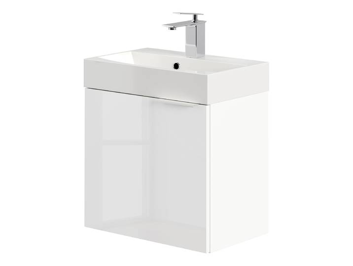 Lave mains invité Cubi 50cm Blanc/Blanc brillant
