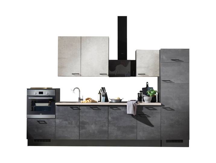 Xora Küchenleerblock XO 10, Graphit, Weiß, 340 cm, Made in Germany, in den Filialen individuell planbar, individuelle Inneneinteilung, seitenverkehrt erhältlich, verschiedene Griffe Arbeitsplatten Arbeitshöhen möglich, höhenverstellbare Füße, Küchen, Küchenzeilen & Küchenblöcke, Küchenzeilen ohne Geräte