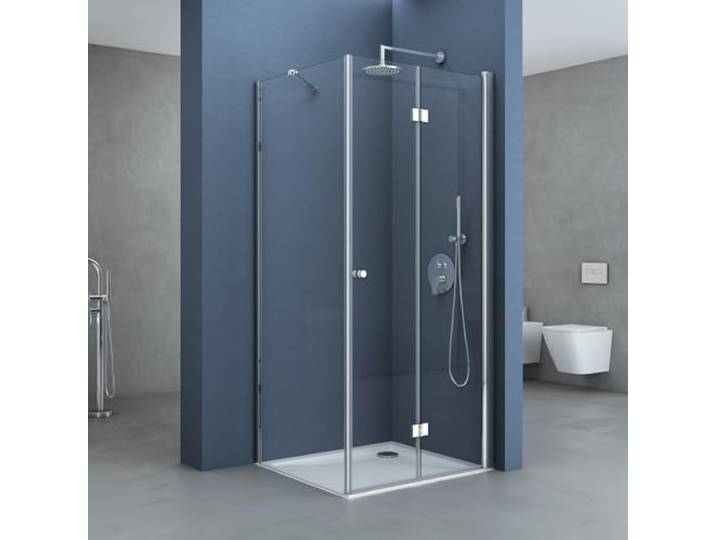 doporro Cabine de Douche en Angle 90x90x190cm Paroi de Douche Verre Transparant de 6mm\, Montage Réversible\, Ravenna27K