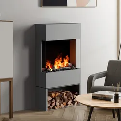 muenkel design Trix 820 [Elektrokamin Opti-myst]: Aluminiumgrau - mit Dekobox