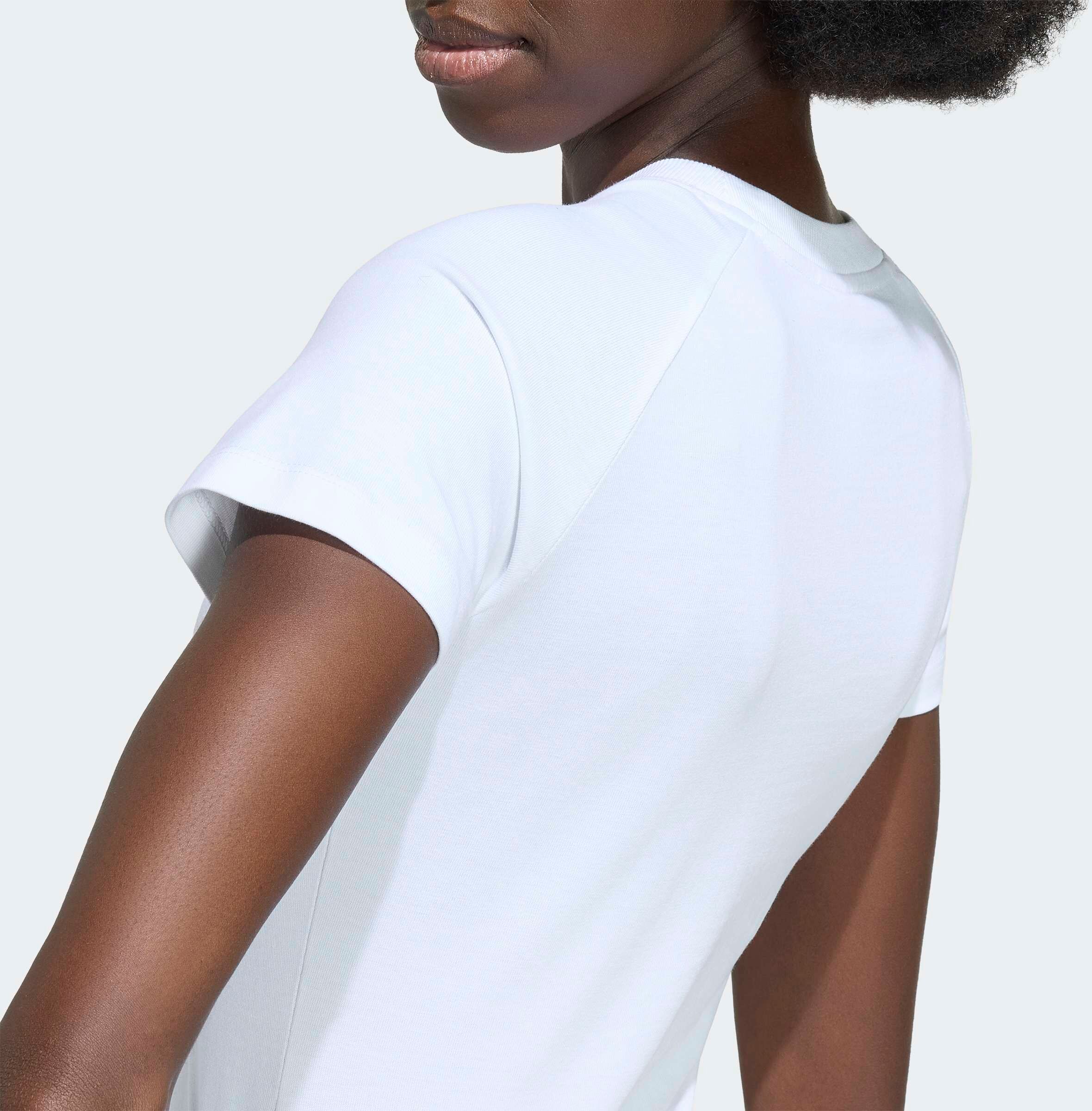 T-Shirt ADIDAS ORIGINALS "ESSENTIALS SLIM", Damen, Gr. M, weiß, Obermaterial: 100% Baumwolle, Rundhals, Shirts T-Shirt