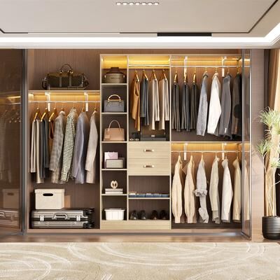 Rackcog 31.5'' to 96'' W Closet Organizer System with Drawers and Tower Shelves for Reach-in and Walk-in Closet