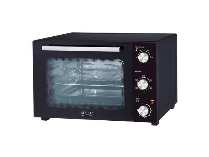 ADLER EUROPE Minibackofen AD 6025, Elektrobackofen, Minibackofen 35L, Umluft, Drehspieß, schwarz