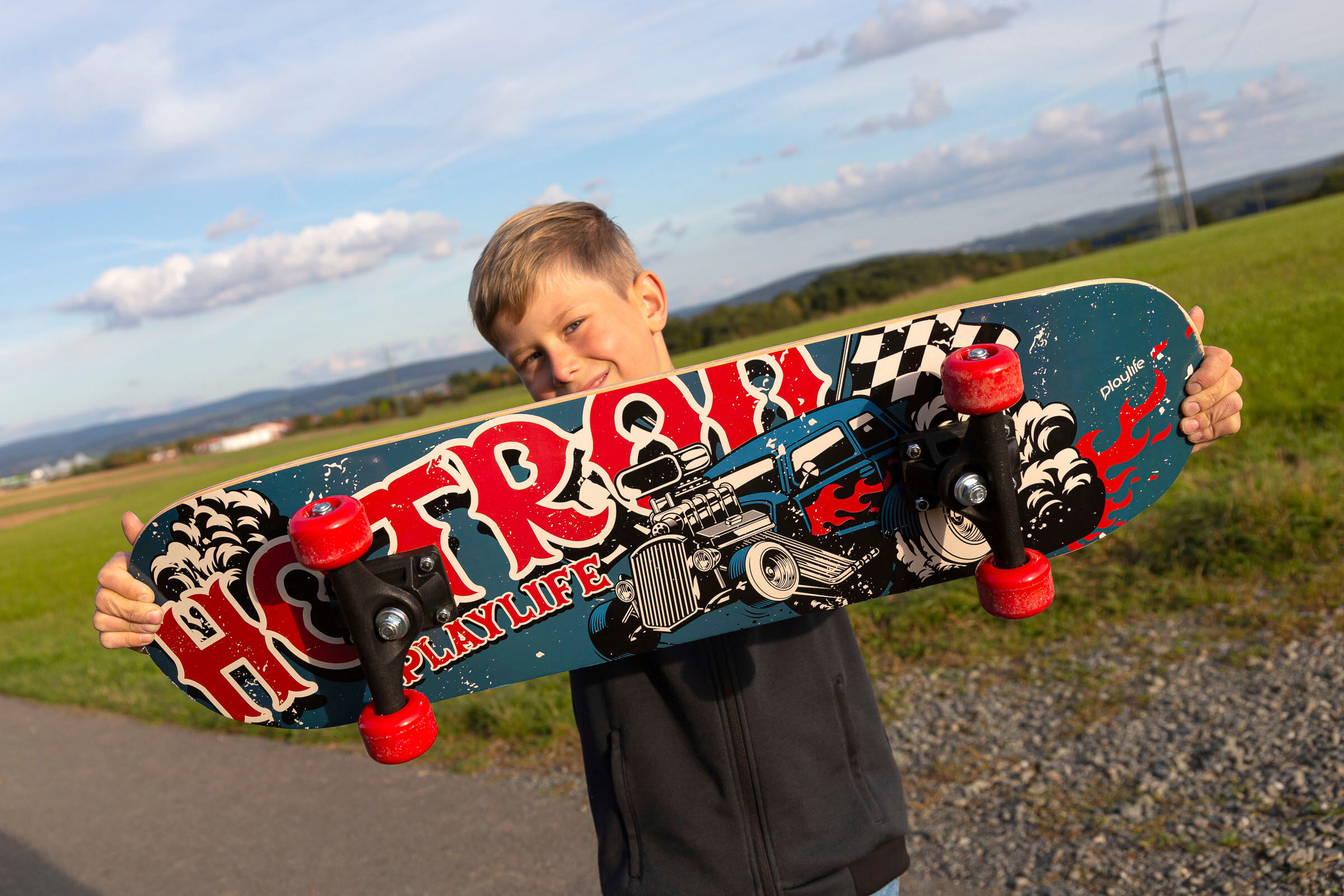 Skateboard PLAYLIFE "Hotrod", bunt (mehrfarbig), Skateboards, Kinder, Skateboard