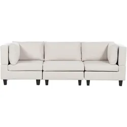 3-SITZER-SOFA Leinenoptik hellbeige Unstad