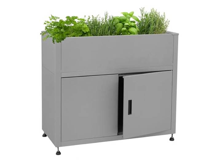 Mendler Hochbeet HWC-O85, Stauraum, Metall 33kg 91x101x51cm - grau