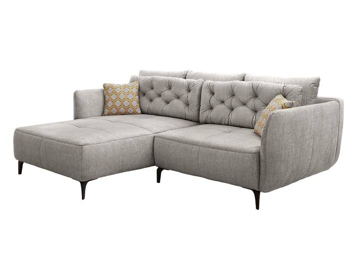 Ecksofa hellgrau Veloursbezug 251 x 186 cm - SALO