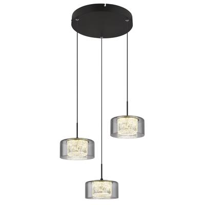 GLOBO LIGHTING LED Pendelleuchte "FOGSY", schwarz, 3, Ø 15cm H: 150cm, 1 Stk., Leuchten, Hängelampe/Pendelleuchte/Glas rauchfarben/Höhe kürzbar/Esstisch, LED Pendelleuchte