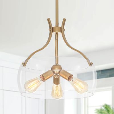 "Zjvaive 3-Light 15.75"" Modern Clear Glass Chandelier for Kitchen Bedroom Foyer"