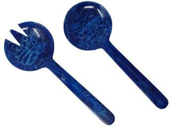 BIDK Home "Salad Servers Set of 2 Blue Resin Dia 11"" - Blue"