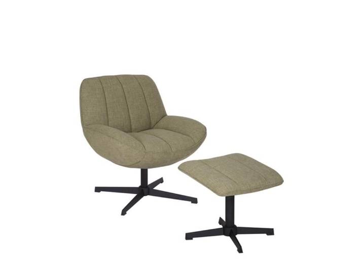 Fauteuil pivotant avec pouf Santa tissu lin vert olive - Livin24 - Moderne - Relaxation