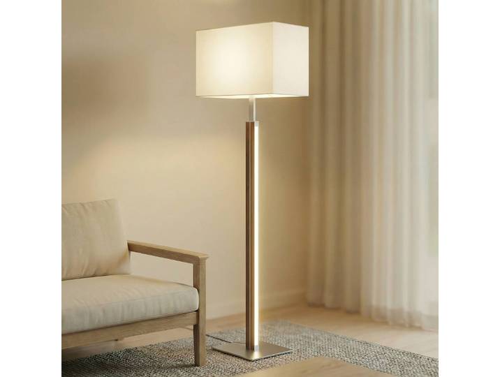 Stehlampe Lisene Quitani, dimmbar, Holz dunkel, für Wohn- / Esszimmer, Metall, Design
