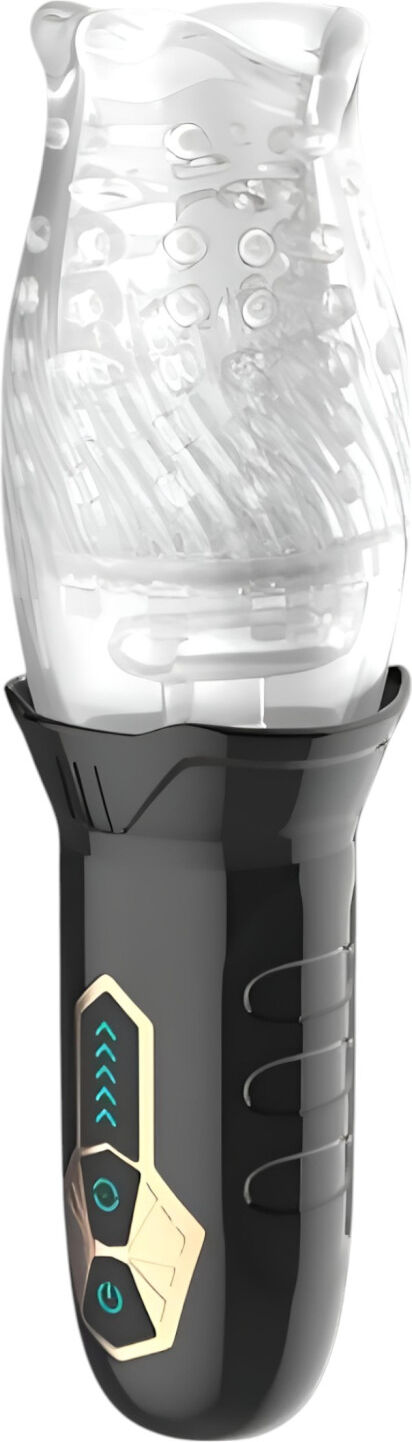 Funny Me Leopard Bellucci 360 - rotating-vibrating masturbator (transparent black)