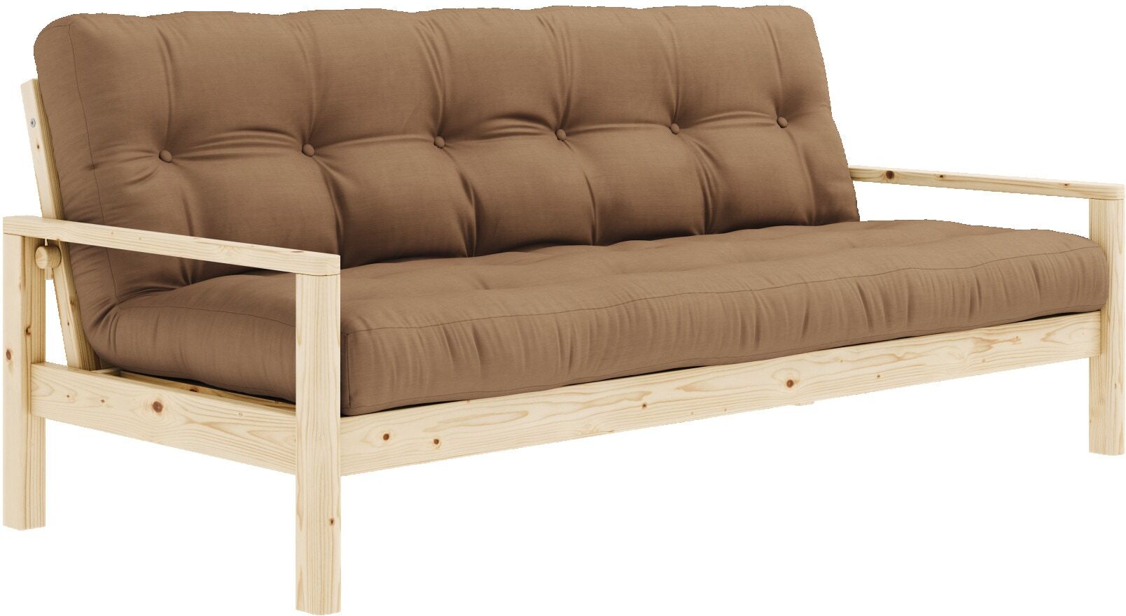Schlafsofa KARUP DESIGN "KNOB", braun (mocca), B:205cm H:79cm T:95cm, Matratzenmaterialzusammensetzung: Futonmatratze mit Knopfheftung, Höhe 14 cm, aus recyceleten Mischfasern mit einem Kern aus 4 cm Schaumstoff. Matratzenfüllung: Baumwoll-Mix-Füllung 90-