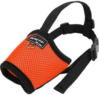 Pet Hub Adjustable Mesh Nylon Dog Muzzle Small To Large Breathable Anti Bark Puppy Mouth Cover M orange