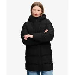 Superdry für Damen. W5012179A Gesteppte Sportjacke mit Kapuze, mittellang, schwarz (S), Lässig, Polyester