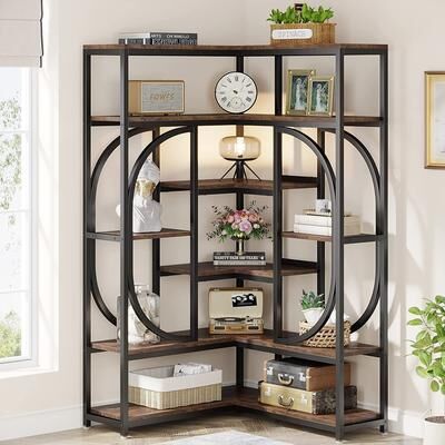 yuzhou 7-tier L-shaped Corner Bookshelf Bookcase