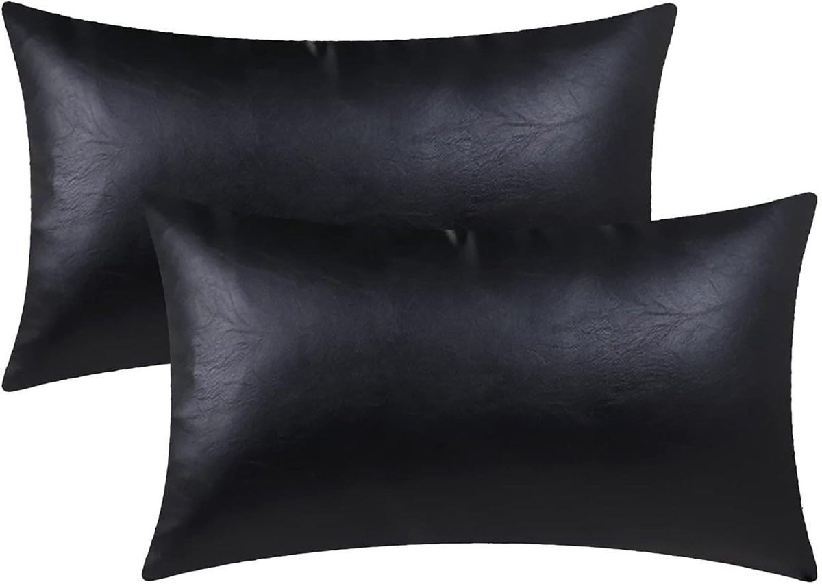 Omgoods Set van 2 Faux Leren Kussenhoezen 30,5 x 50,8 cm