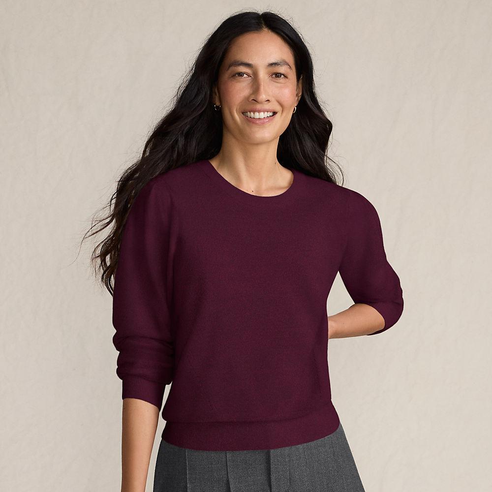 Kaschmirpullover mit Puffärmeln für Damen, Damen, size: regular, Pink, Kaschmir, by Lands' End