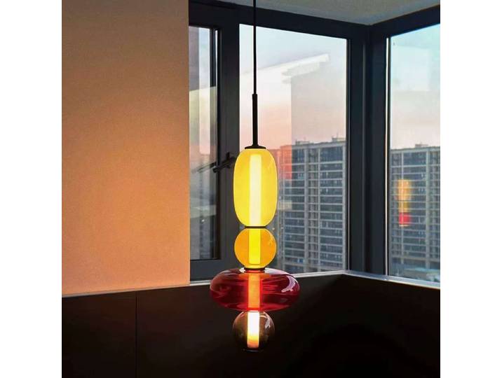 Lampes suspendues de bonbons de couleur nordique cafetières Restaurants lampes suspendues en verre d'art luminaires de barre décoratifs