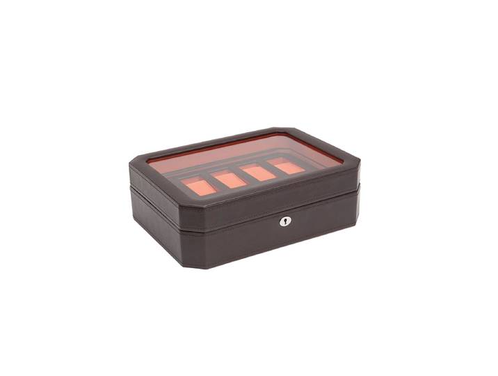 Uhrenbox „Windsor“ für 10 Armbanduhren Leder Braun / Orange WOLF