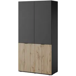 Drehtürenschrank 101 cm breit  ¦ schwarz ¦ Maße (cm): B: 101 H: 200