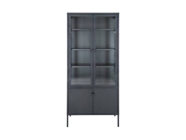 House Nordic Standvitrine Brisbane in Schwarz, Metall - 80x180x35cm (BxHxT)