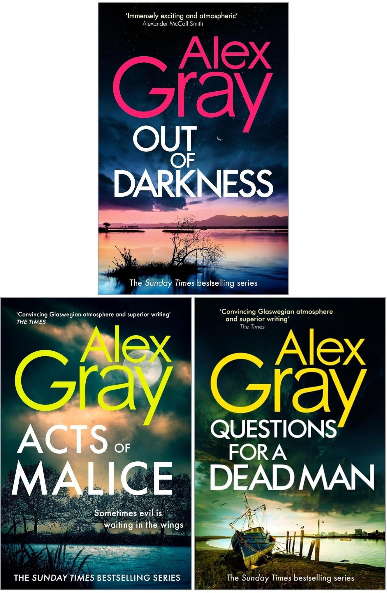 Sphere Books Alex Gray DSI William Lorimer Series 3 Books Collection Set (Books 20-22) (Questions for a Dead Man, Out of Darkness, Acts of Malice)