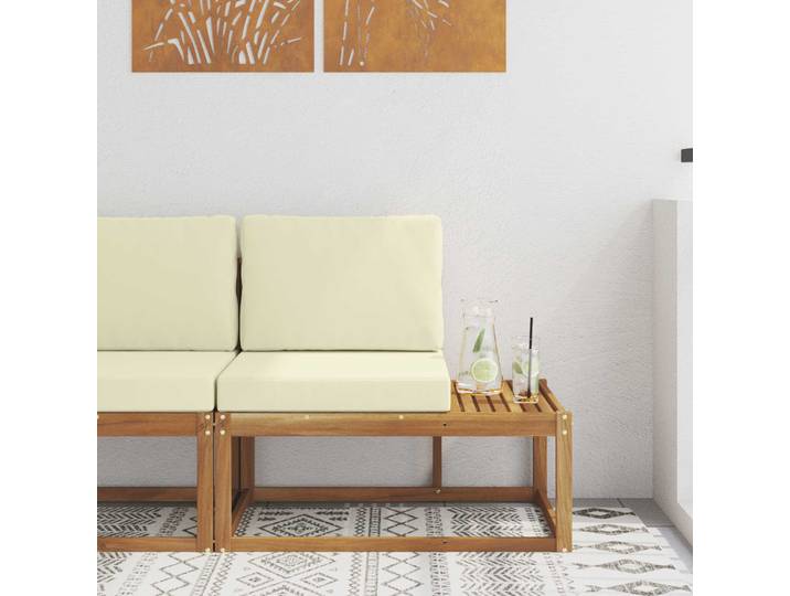 vidaXL Outdoor End Sofa Natur 91 x 63 x 73 cm Massivholz Akazie