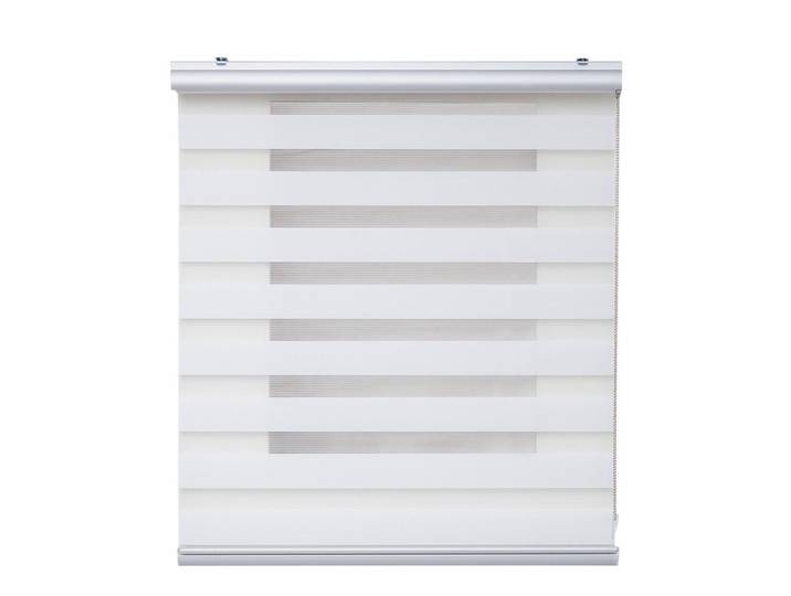 Storesdeco Doppelrollo Weiß 100x250 cm, Kunststoff, Uni, Rechteckig, 100x250 cm, Heimtextilien, Vorhänge, Rollos, Doppelrollos
