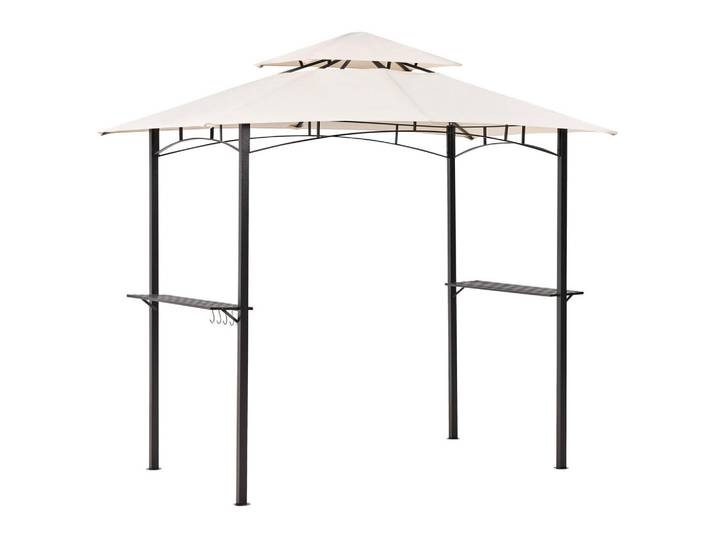 Beliani Pavillon Stahl beige 240/148 cm Naro, Beige, Schwarz, Metall, 240x245x148 cm, Sonnenschutz, Pavillons