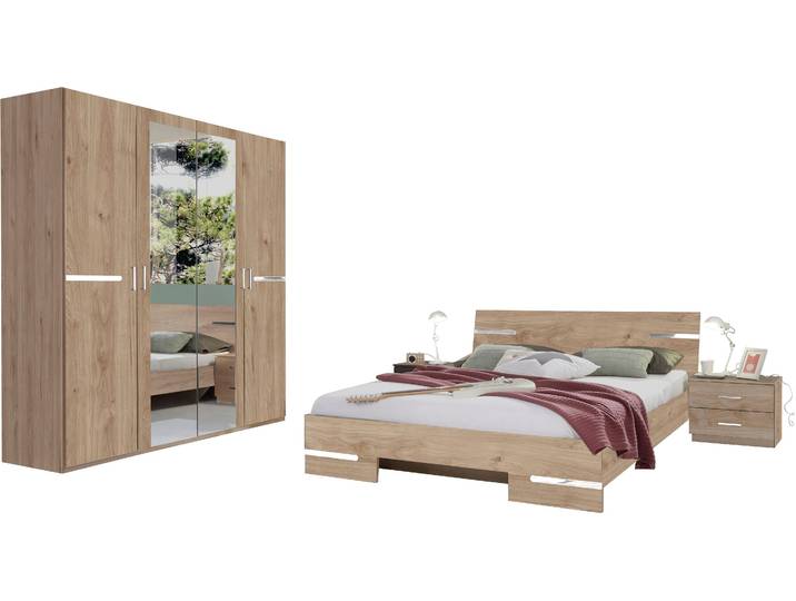 Komplettschlafzimmer WIMEX Anna , braun (artisan eiche nachbildng, absetzung chrom), B/H: 180cm x 200cm, Holzwerkstoff, Schlafzimmermöbel-Sets, Komplettschlafzimmer, Spar Set