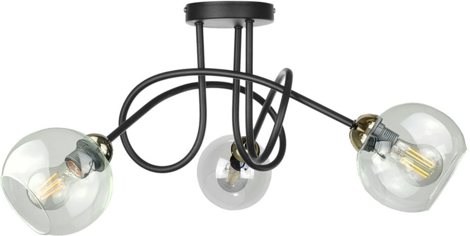 Latitude Run Alifonso Glass Semi Flush Mount Black/Gold