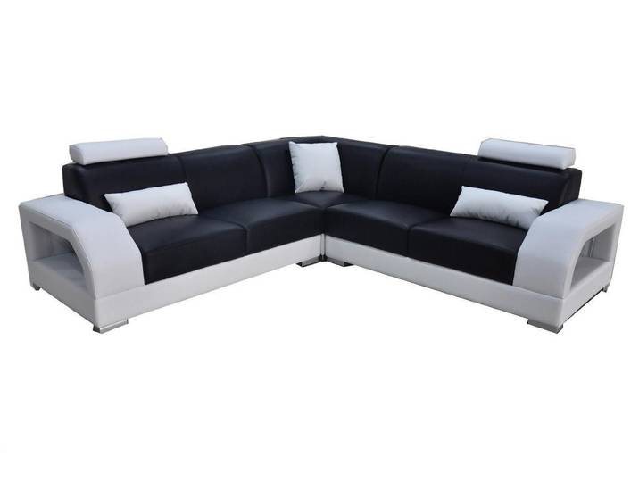 JVmoebel Ecksofa Schwarze L-Form Wohnlandschaft aus italienischem Echtleder, Made in Europa
