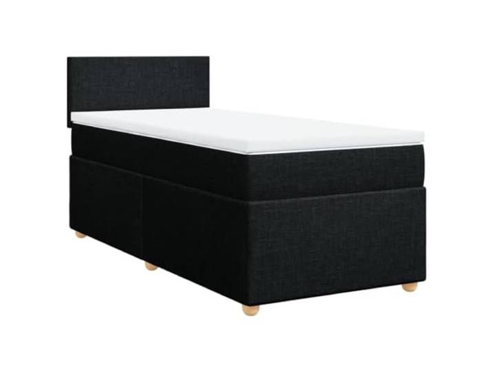PUGYNBK Boxspringbett, 90 x 200 cm, schwarzer Stoff Taschenfedern, waschbarer Matratzenschoner, Lattenrost, atmungsaktives Polyester
