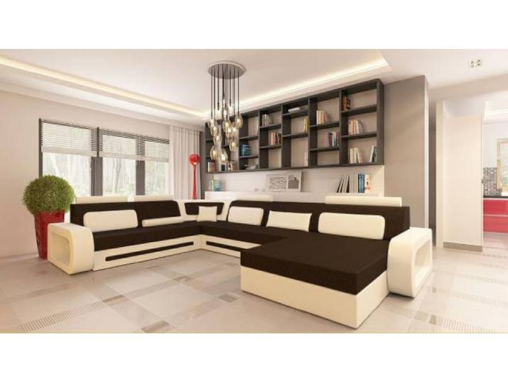 JVmoebel Wohnlandschaft Stoffsofa mit Federkern und Schlafsofa-Funktion in modernem Design, Made in Europa