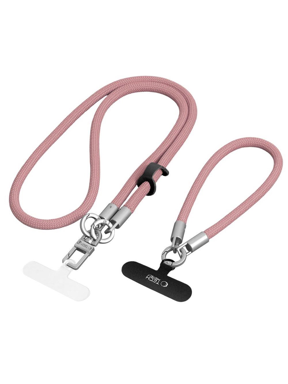 Tech-Protect C10S Crossbody Phone Lanyard (114 cm) + Wrist Lanyard (31 cm) - Pink-Titanium