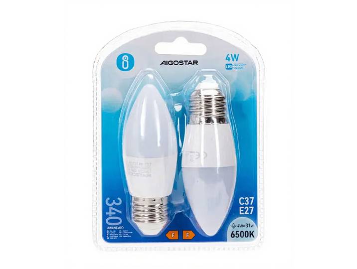Aigostar LED A5 C37 E27 4W 6500K/dubbel - wit